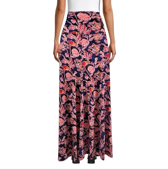 LulaRoe Blue,Red,Orange Floral Maxi Skirt Maxmalisim Style Size XS NWT - Picture 1 of 11